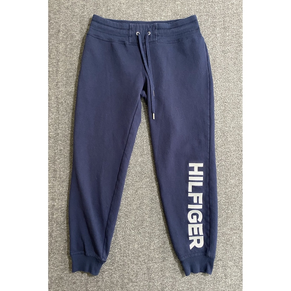 Tommy Hilfiger Womens Logo Print Sweatpants Navy Blue Size S